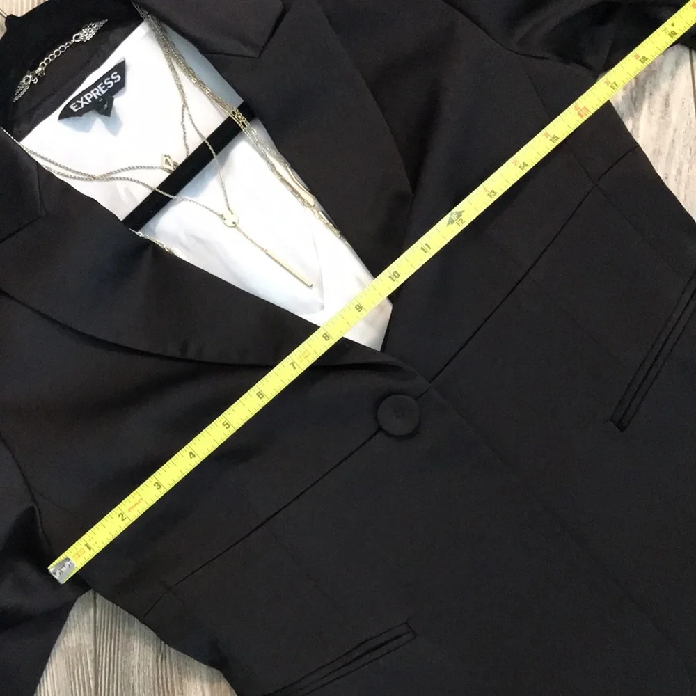 BCBG Satin Blazer Feminine Tuxedo with a Twist Black
